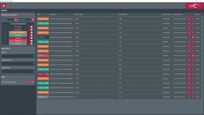 Die Review-Station von EyeC zeigt die Details zum Produktionsworkflow mit den entsprechenden Stati