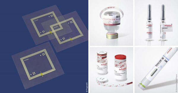 Die neuen, smarten Pharma-Labels von Schreiner MediPharm und PragmatIC eignen sich z.B. für Primärverpackungen und Devices