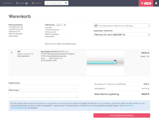 Der Warenkorb, den sich die Benutzer selbst zusammenstellen können, wird über das Web erzeugt (Quelle: Labelisten)