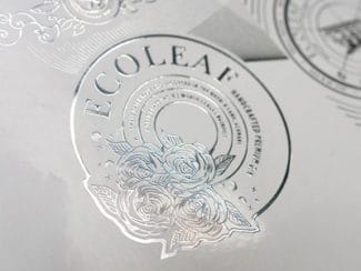EcoLeaf ist eine Digitallösung zur Veredelung von selbstklebenden Etiketten mit metallischen Effekten (Quelle: Actega)