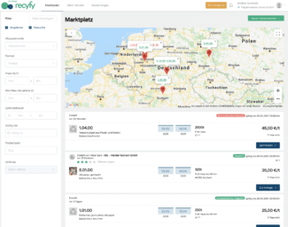 Screenshot des recyfy-Marktplatzes im Internet (Quelle: recyfy)