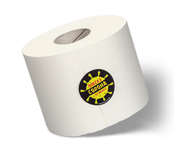 Drecks-Corona-Toilettenpapier, ein ganz besonderes Produkt anlässlich der speziellen Situation damals (Quelle: iba hartmann) 