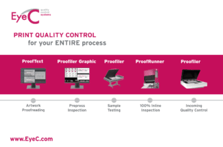 Auf der Labelexpo Americas zeigt EyeC zahlreiche Produkte und Konzepte für die Prüfung des Design- und Produktionsprozesses (Quelle: EyeC)