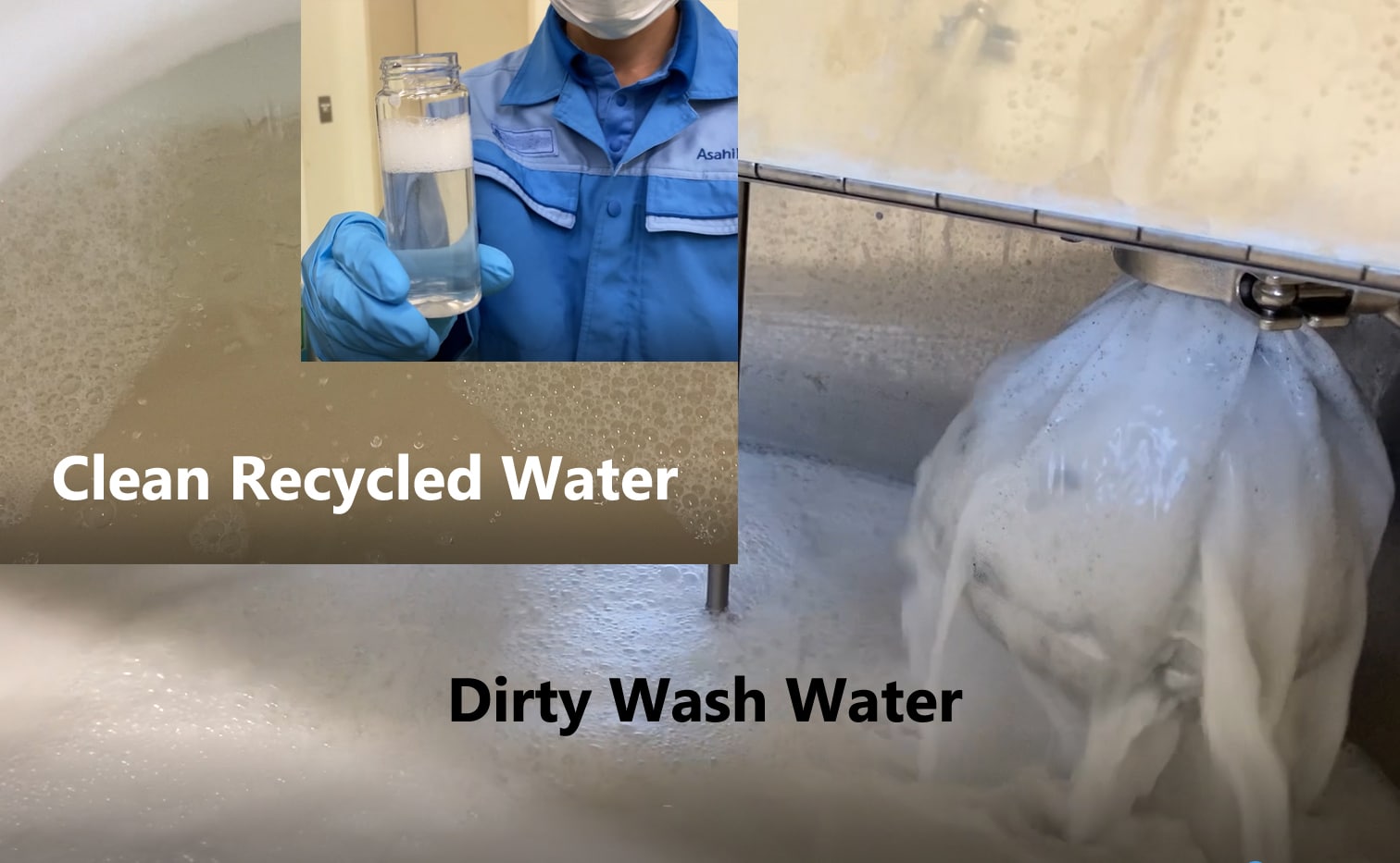 Asahi‘s neue Wasseraufbereitungseinheit ist mit einem innovativen Filtersystem ausgestattet, das bis zu 75% des Brauchwassers der Plattenverarbeitung wieder aufbereitet (Quelle: Asahi)