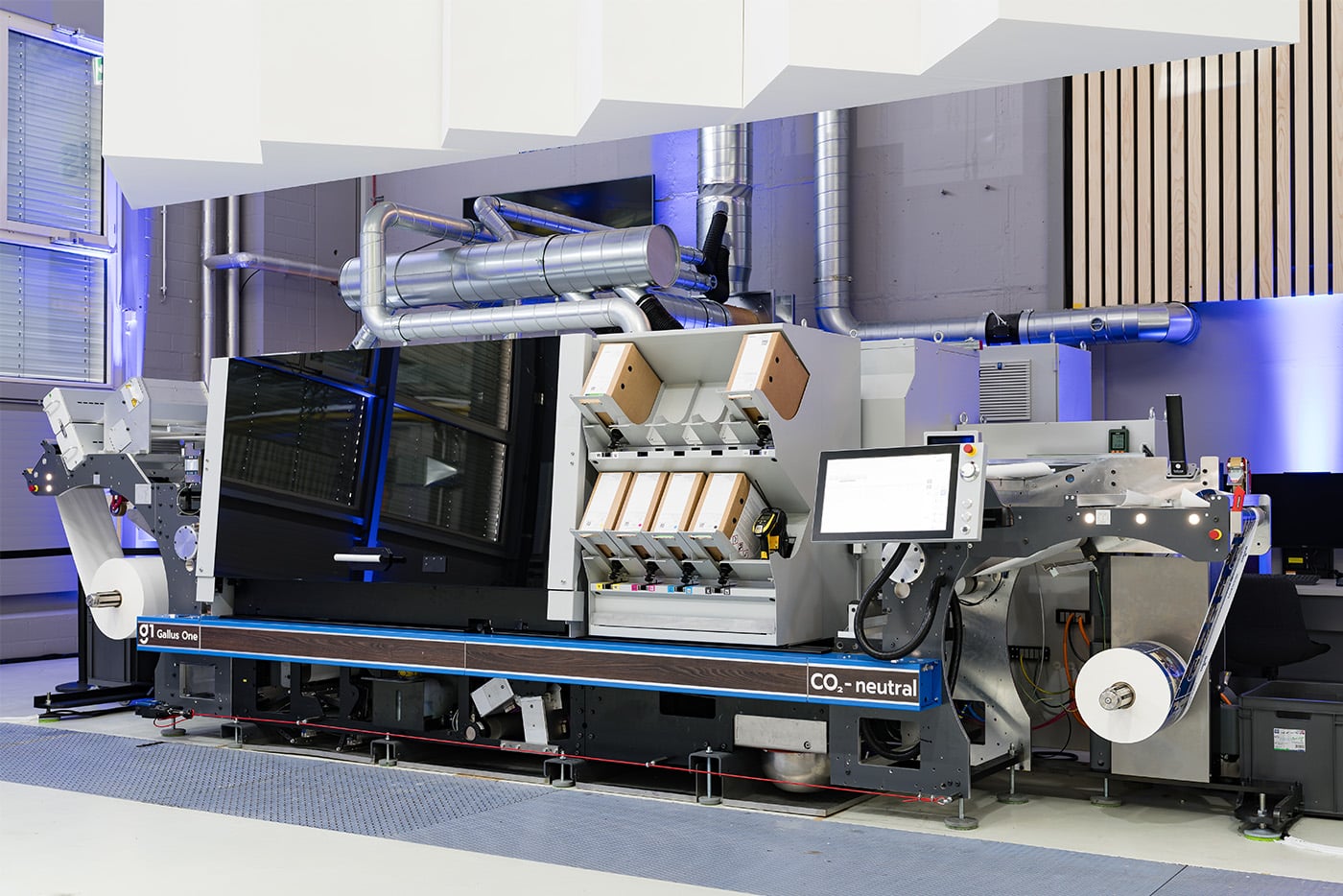Die neue digitalen Etikettendruckmaschine Gallus One verbindet die Etikettenproduktion mit maximaler Automatisierung und cloudbasierten Technologien [Quelle: Gallus]