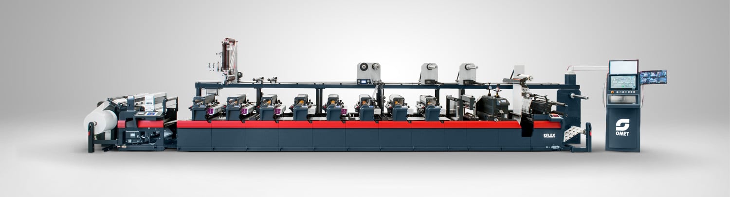 Kflex ist eine modulare Plattform-Flexodruckmaschine, die Substrate von 12 Mikron bis hin zu Aluminiumdeckeln und leichtem Karton verarbeitet (Quelle: Omet)