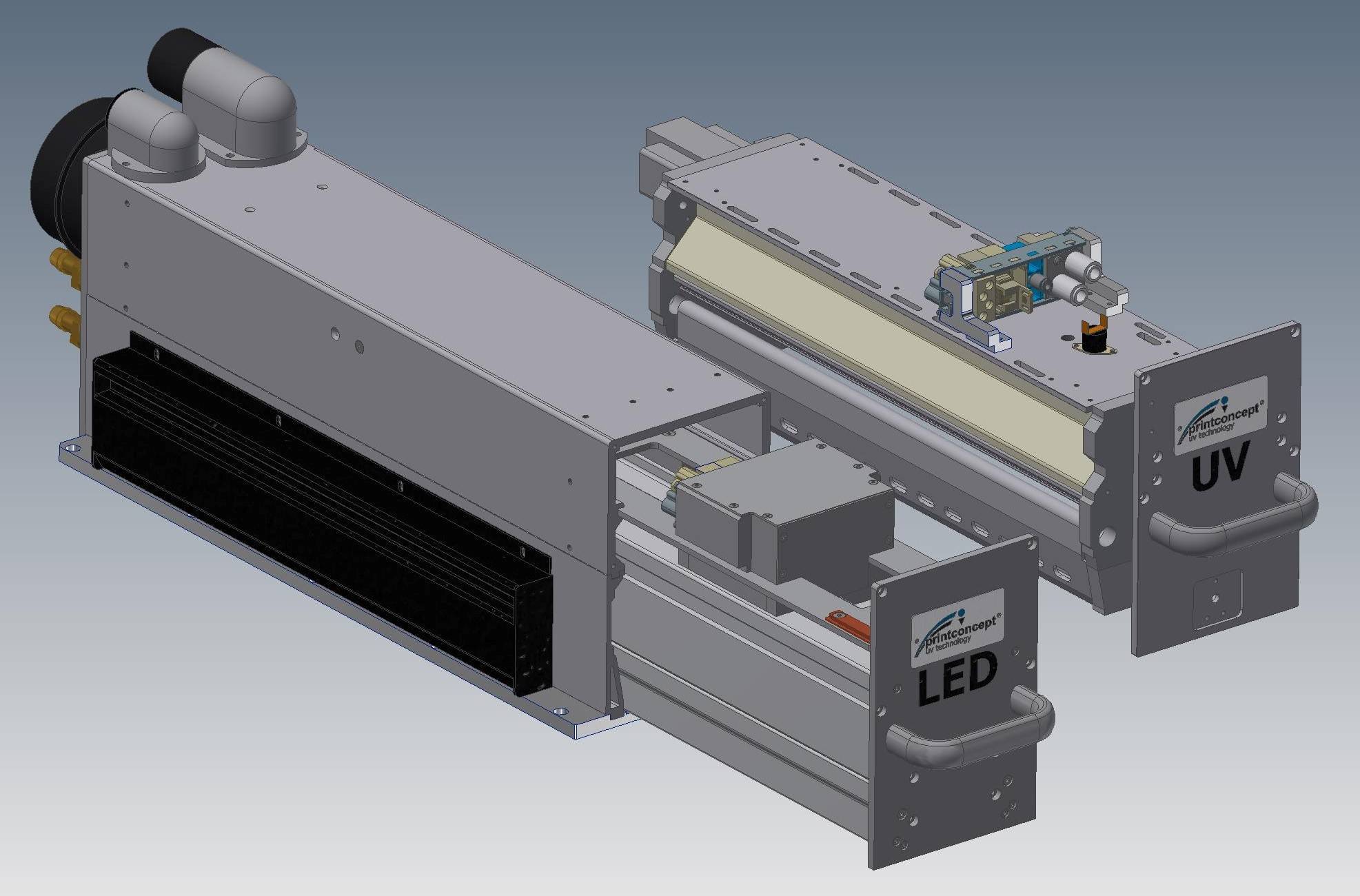 Der UV-Härtungsstrahler PC-Hybrid vereint UV- und LED-Technologie in einem System [Quelle: PrintConcept]