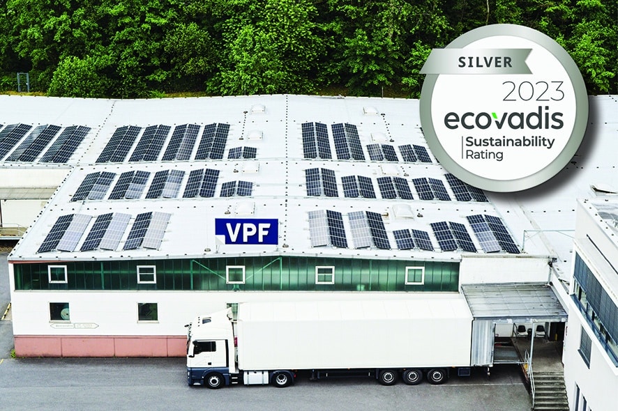 VPF gehört laut der Ecovadis Nachhaltigkeitsrating zu den Top 25% der bewerteten Unternehmen seiner Branche (Quelle: VPF)  