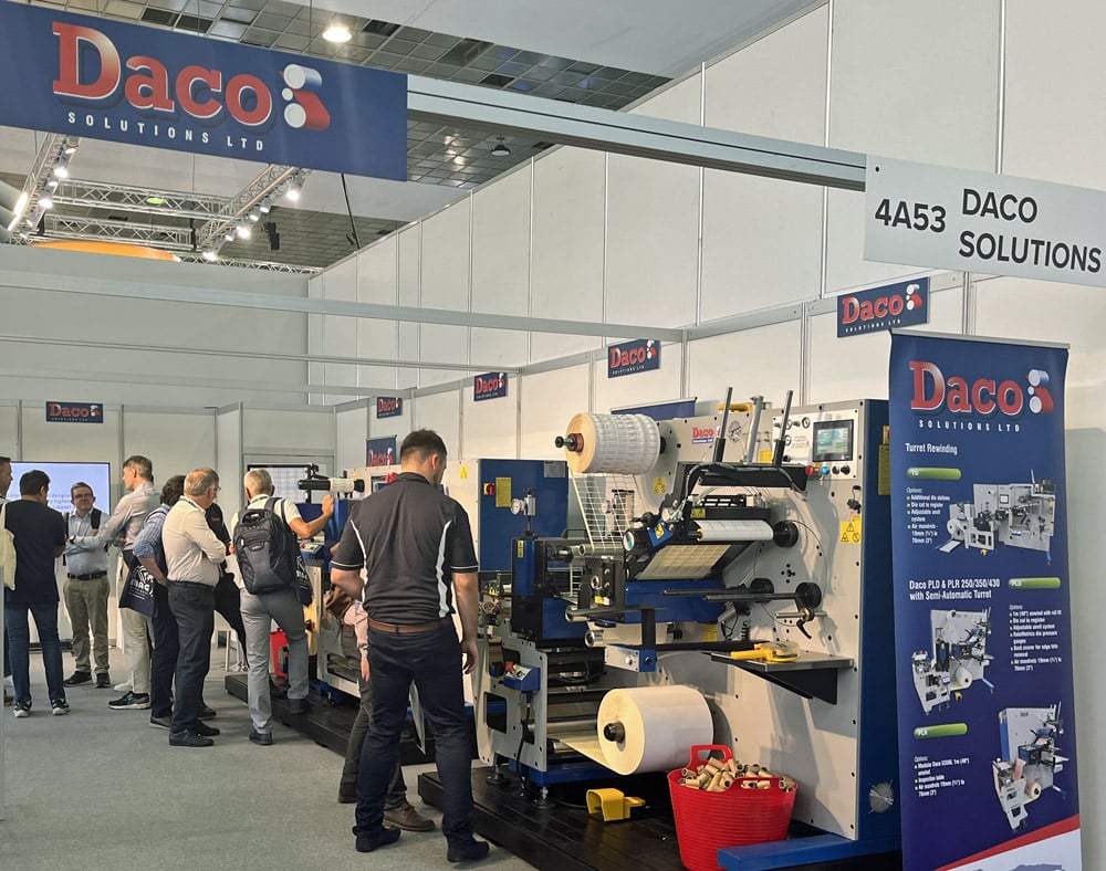 Der Stand von Daco Solutions auf der Labelexpo Europe 2023 (Quelle: Daco)