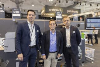 Auf der Labelexpo entschied sich die Geschäftsführung von St. Luc für eine zusätzliche Investition in eine CF2-Verdelungsmaschine (Quelle: Grafotronic)