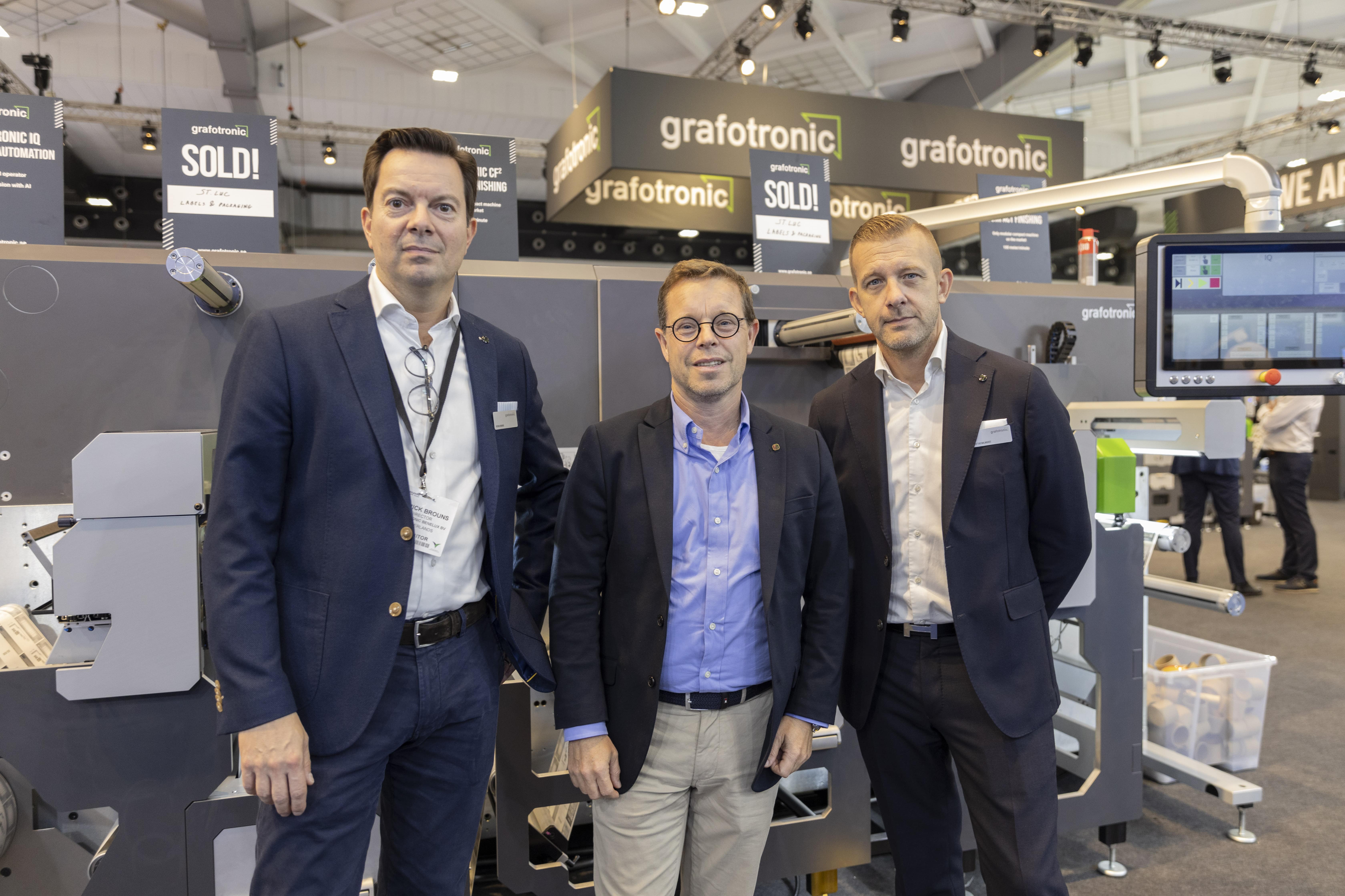 Auf der Labelexpo entschied sich die Geschäftsführung von St. Luc für eine zusätzliche Investition in eine CF2-Verdelungsmaschine (Quelle: Grafotronic)