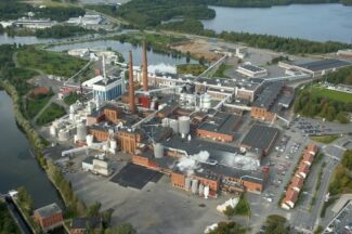 Blick auf das Produktionsgelände von UPM in Tervasaari (Quelle: UPM)