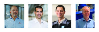 Von links nach rechts: Gavin Rittmeyer (Martin Automatic), Maxime Bayzelon (ETI Converting), Iñaki Larrea (LemuGroup), Karsten Kejlhof (Lundberg Tech) (Quelle: The Publicity Studio)