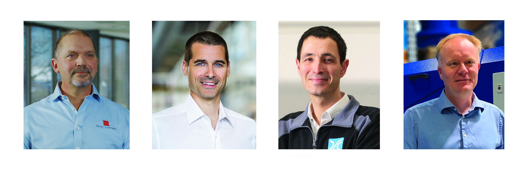 Von links nach rechts: Gavin Rittmeyer (Martin Automatic), Maxime Bayzelon (ETI Converting), Iñaki Larrea (LemuGroup), Karsten Kejlhof (Lundberg Tech) (Quelle: The Publicity Studio)