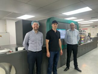 V.l.n.r.: Richard Dimmock, International Sales Manager, Dantex Group; Dan Pole,Studio- und Digitaldruck-Manager, BS Labels und Justin Nowell, Digital Director, Dantex Group (Quelle: Dantex)