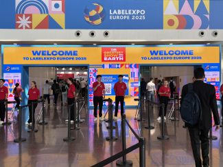 Der Haupteingang zur Labelexpo Europe 2025 in Barcelona (Quelle: Carolin Wacker)