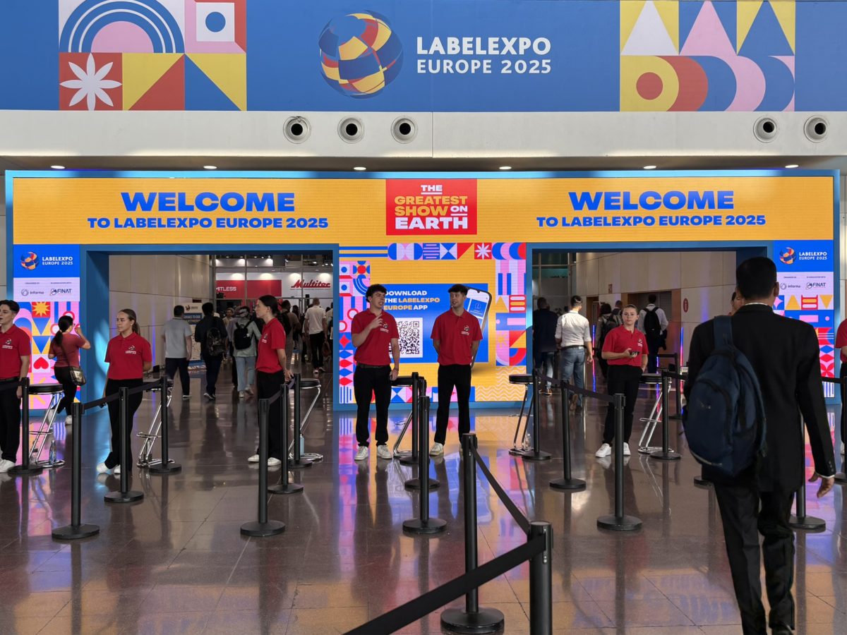 Der Haupteingang zur Labelexpo Europe 2025 in Barcelona (Quelle: Carolin Wacker)