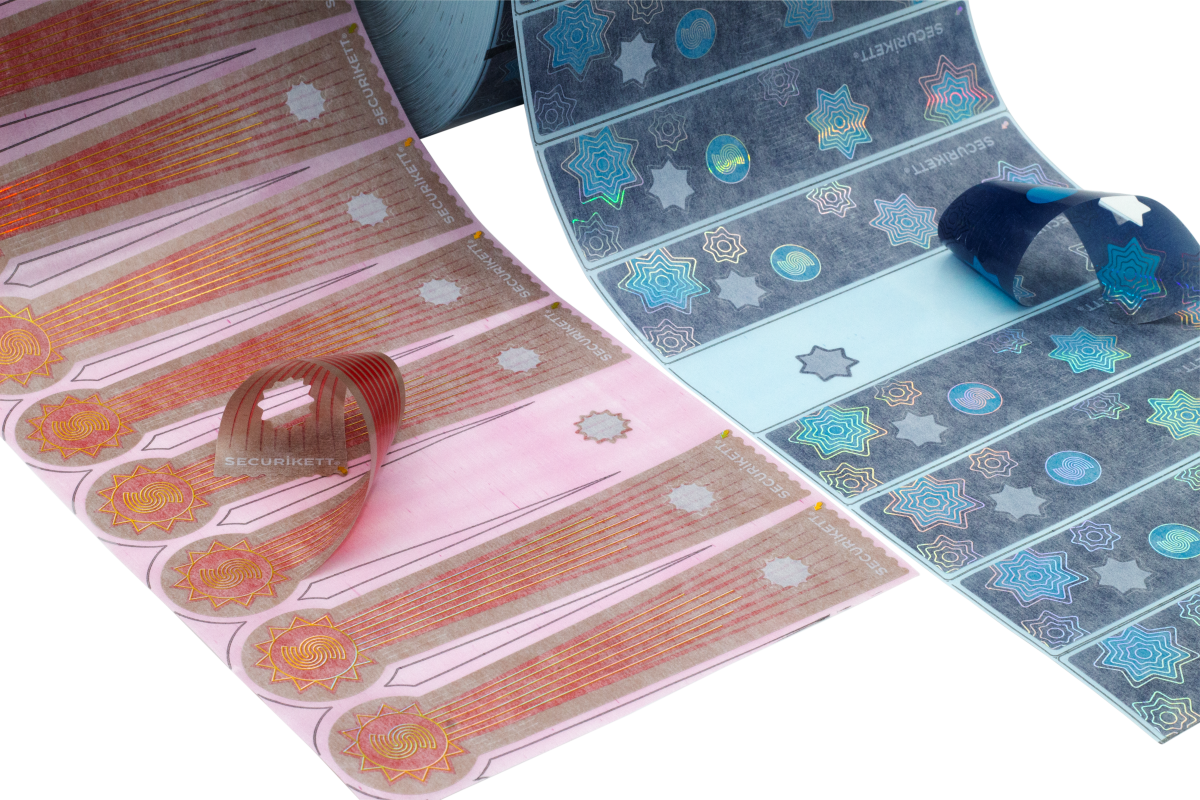 Beispiel für neue Designmöglichkeiten: Der Stern wird ausgestanzt und bleibt auf dem Träger zurück (Quelle: Securikett)