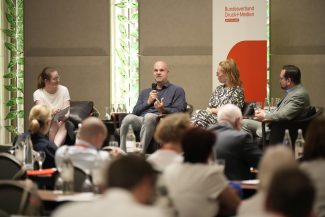 Podiumsgespräch beim DDMT26: Im Mittelpunkt standen konkrete Ansätze für Transformation, Investitionen und unternehmerische Verantwortung (Quelle: BVDM)