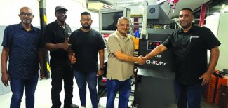 Terrance Padayachee, Interflex; Oscar Mashele, Rotocon; Caleb und Eric Singh, Interflex und Akhmuth Sayed, Rotocon (Quelle: Packaging & Print Media)