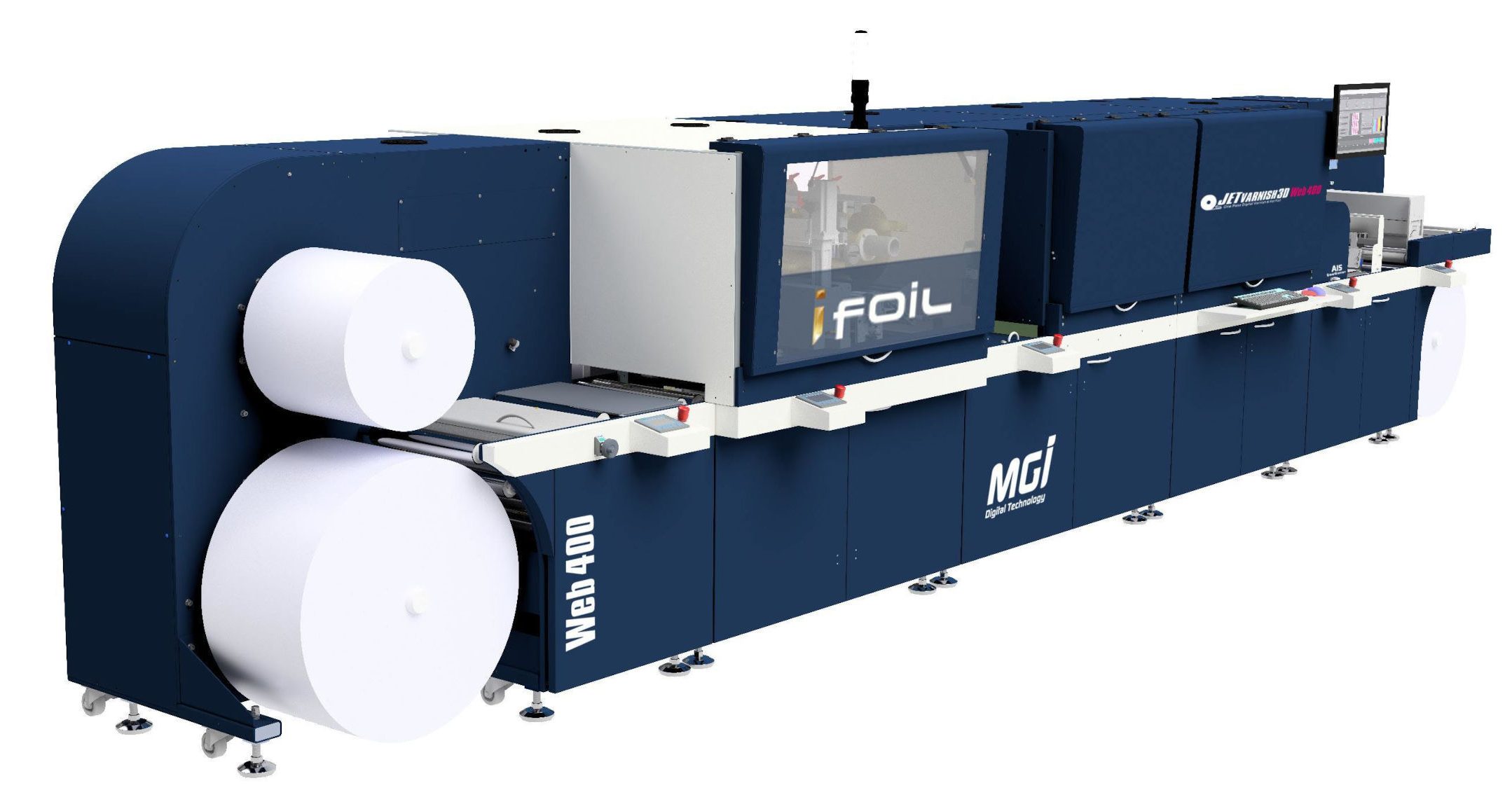 Die JETvarnish 3D Web 400 kombiniert UV-Spotlackierung und Metallisierung in einem Produktionsdurchgang (Quelle: Konica Minolta)