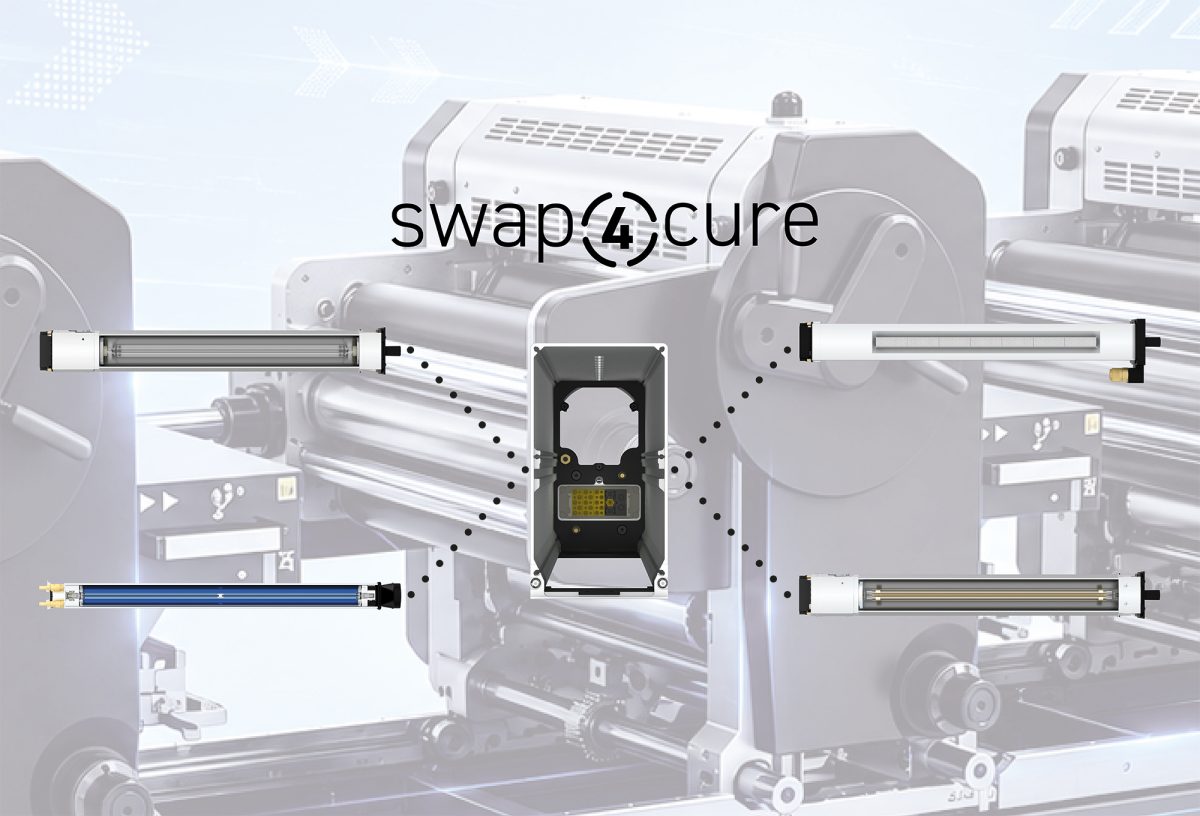 Mit swap4cure kombiniert IST konventionelle UV-Härtung, LED-UV und thermische Trocknung auf einer modularen Plattform und ermöglicht den Wechsel zwischen den Technologien (Quelle: IST)